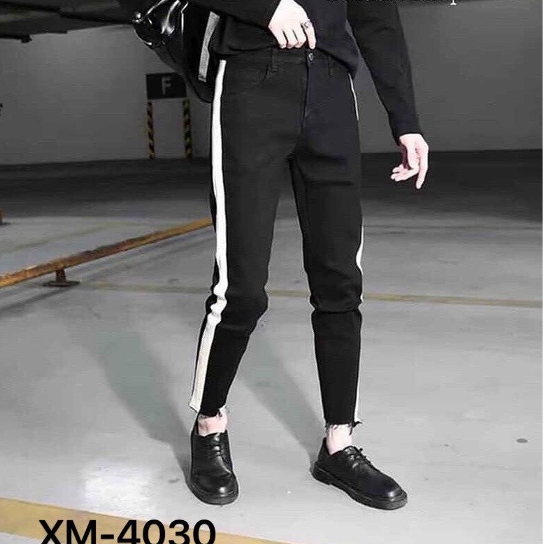 Quần Jean Nam co giãn rách gối năng động