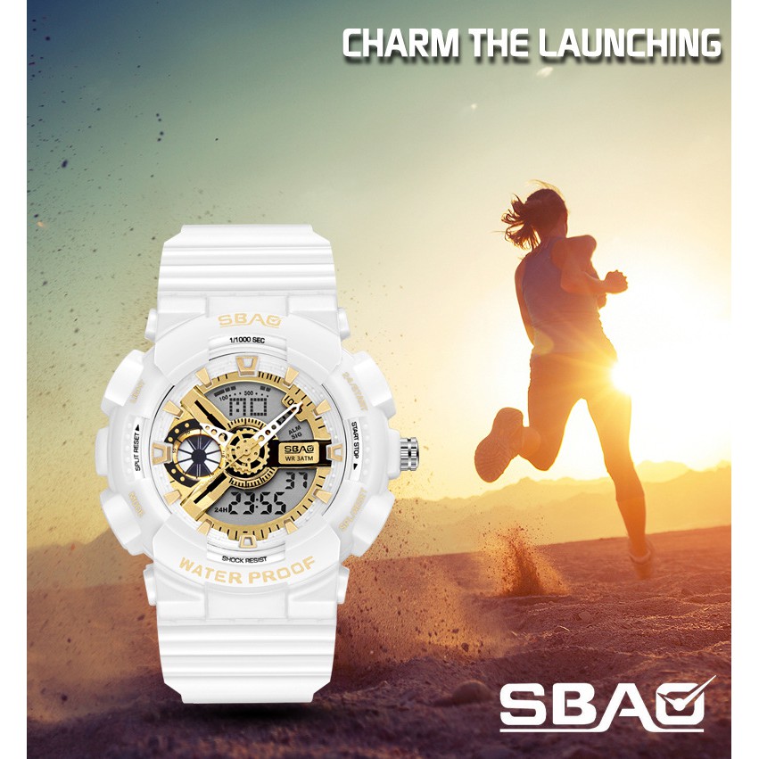 Đồng Hồ Nam Và Nữ SBAO S8022 Sports - 2 Máy Kim và Điện Tử Mạnh Mẽ Dây Silicone Bền Chắc