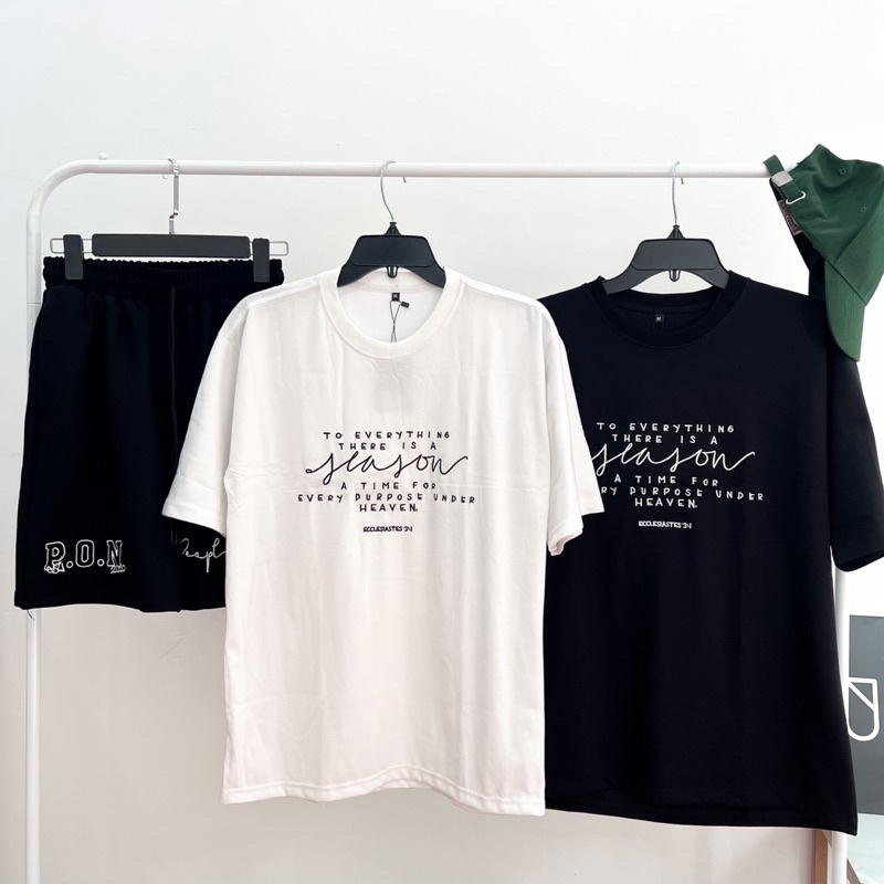 Áo Thun Tay Lỡ Unisex HEAVEN màu ĐEN/TRẮNG vải cotton  Nam nữ unisex Áo phông cổ tròn form rộng Jaystoree