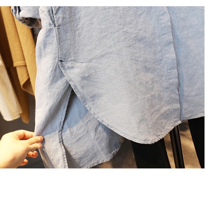 Đầm suông sơ mi dài tay Linen bột Premium form rộng trẻ trung