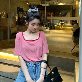 Áo thun nữ tay ngắn cổ vuông 0736