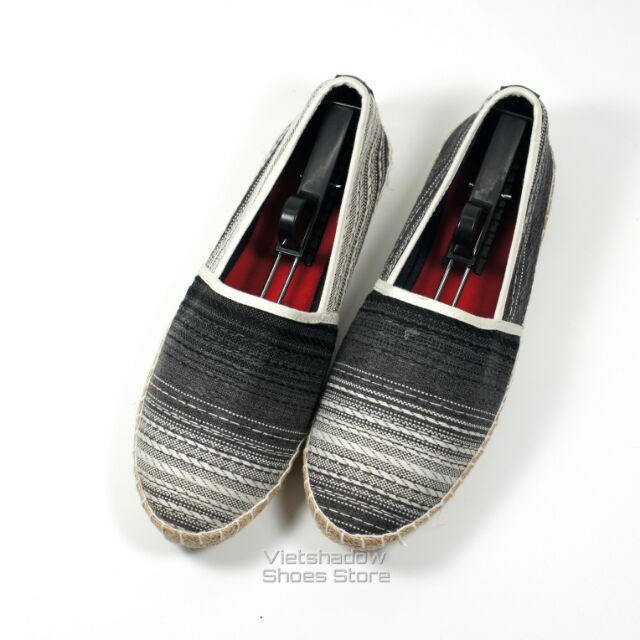 Slip on | giày lười vải đế cói, vải sọc đen/trắng - Mã SP: 605