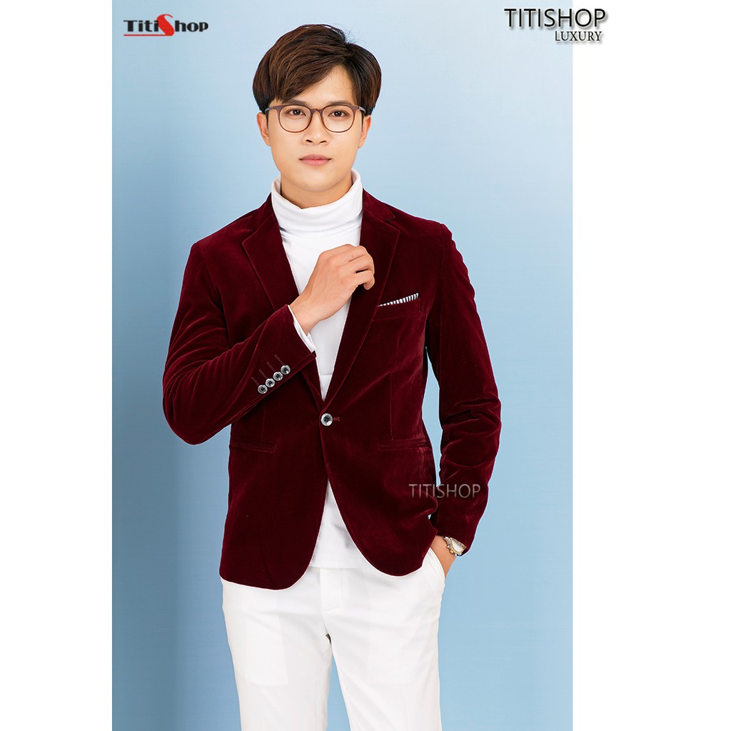 Áo vest Nhung Nam Titishop VN329 đỏ