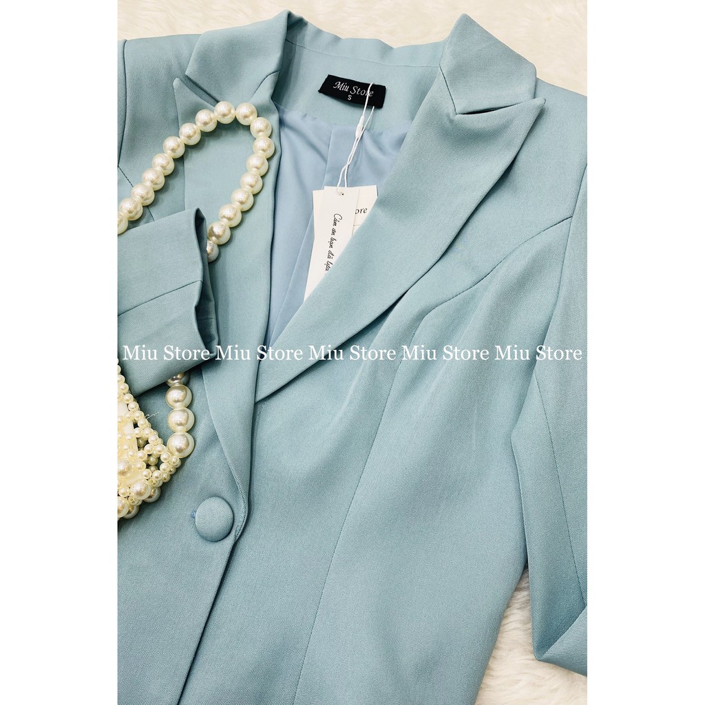 Set bộ vest nữ thiết kế công sở kèm chân váy dập ly xanh AVJ00013 | BigBuy360 - bigbuy360.vn