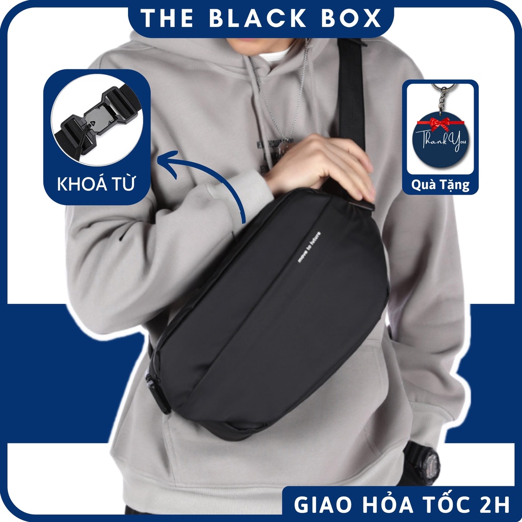 Túi Đeo Chéo Nam Chống Nước Khoá Từ Chống Giật Cap Cấp, Nhiều Ngăn Tiện Dụng, Đựng Được Chai Nước, Sổ Tay- The Black Box