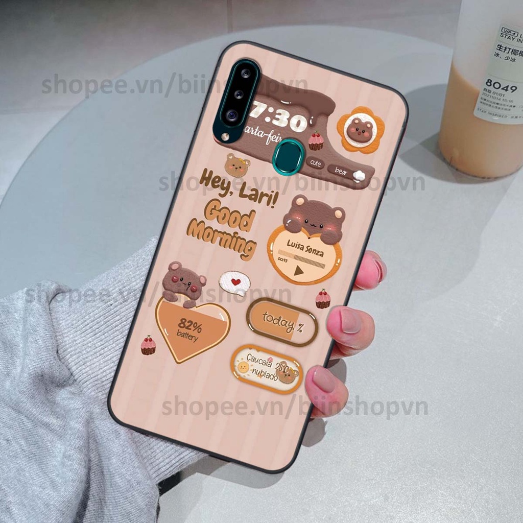 Ốp Samsung A20s in 3D icon gấu nổi siêu xinh, siêu đáng yêu, cá tính phong cách