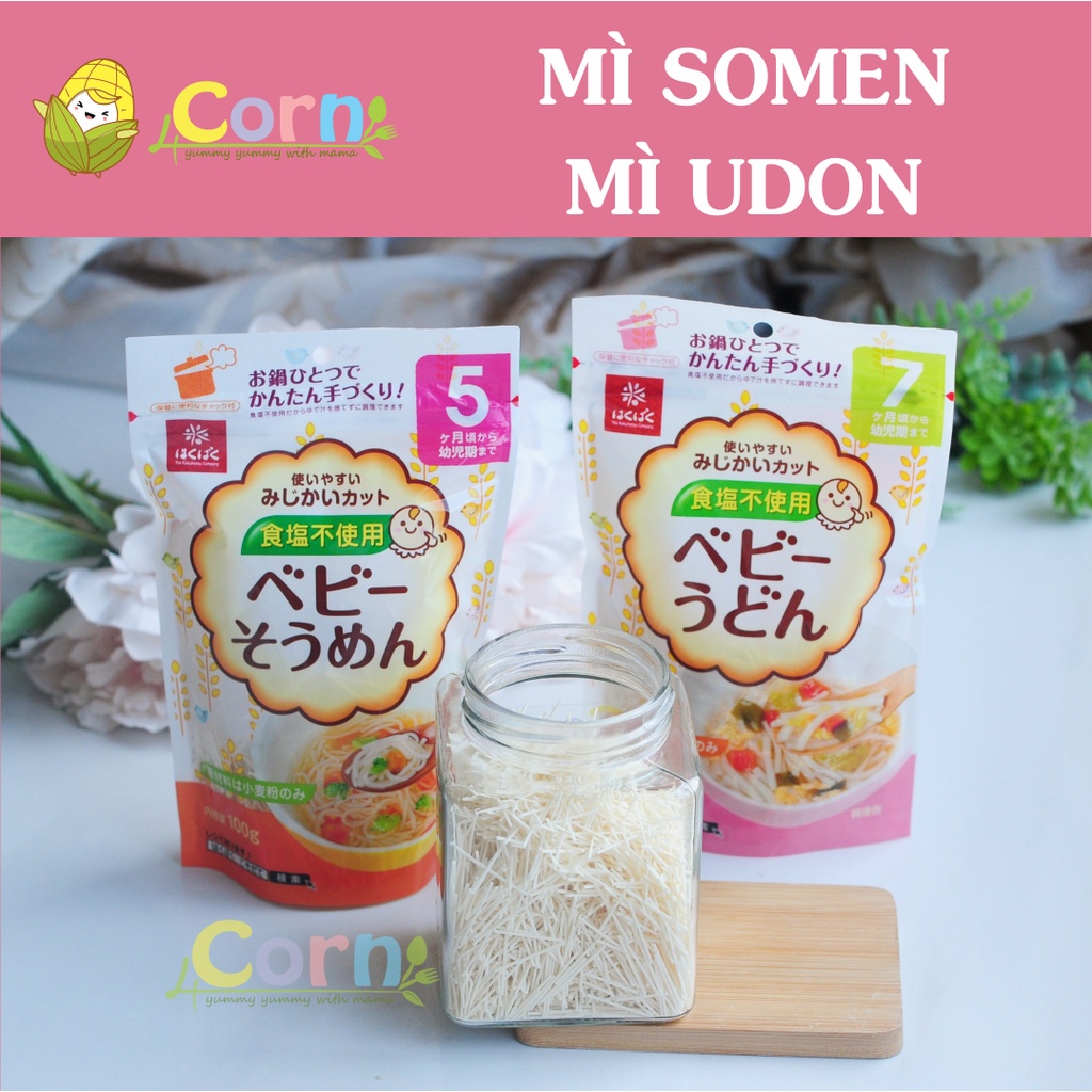 Mì SOMEN UDON SPAGHETTI tách muối Hakubaku Nhật - cho bé 5m+