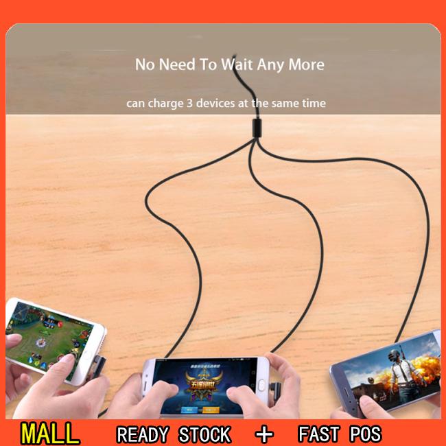 Dây cáp 3 trong 1 cổng Micro USB Type C cho iPhone 90 độ