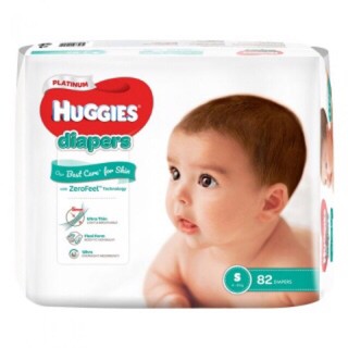 Bỉm - Tã dán Huggies Platinum siêu cao cấp size S - 82 miếng (Cho bé 4 - 8kg)