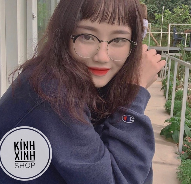 Kính Mắt tròn nửa viền Hàn Quốc ulzzang cao cấp