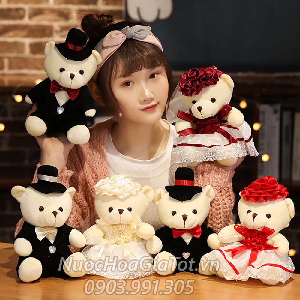 Gấu cặp đôi cô dâu chú rể trang trí nhà tiệc cưới sinh nhật quà tặng valentine lễ tình nhân độc lạ 2020