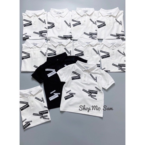 Áo polo bé trai ngắn tay D&amp;G 100% cotton thoáng mát đen/trắng - Samyy_vn