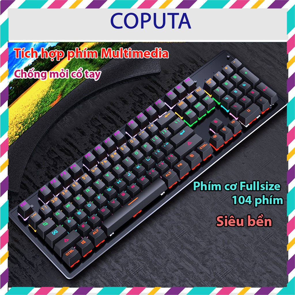 Bàn phím cơ Coputa bàn phím máy tính Gaming có dây LED RGB K880