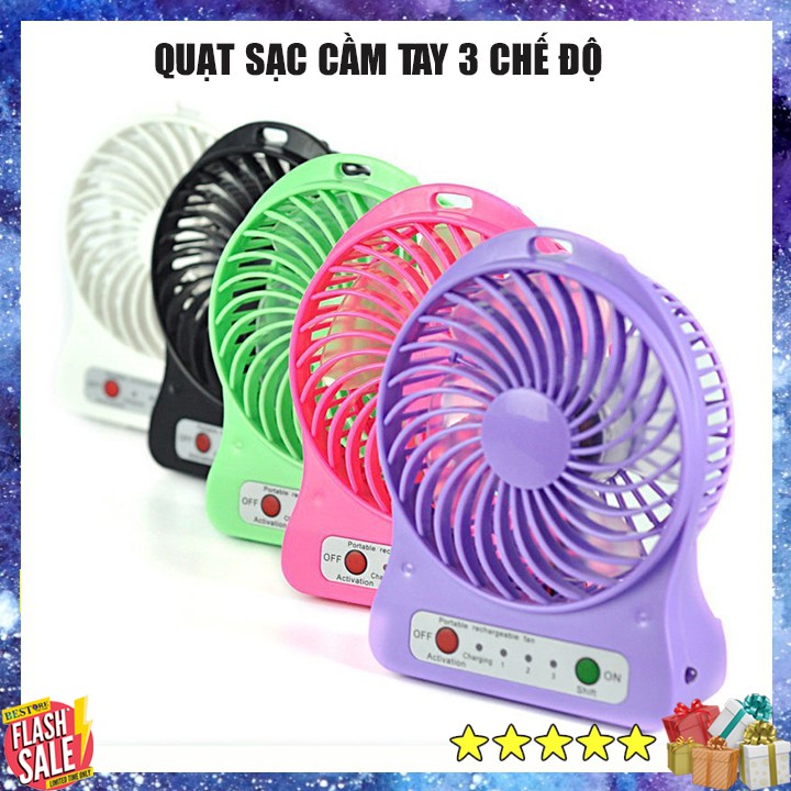 Quạt sạc 3 chế độ có đèn pin