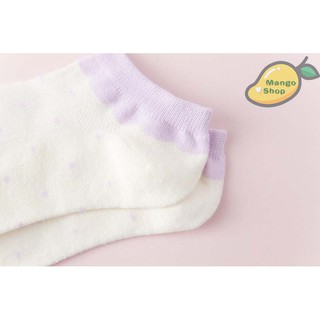 Tất len cổ ngắn chấm bi pastel