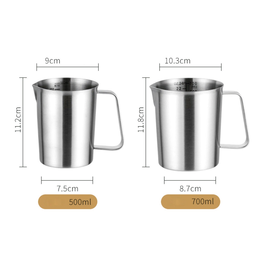 Ca inox 304 có vạch chia dung tích OEM HS502