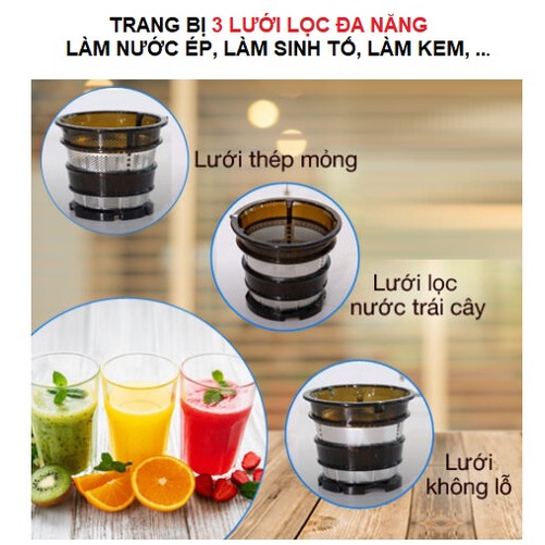 [Mã ELHA10 giảm 6% đơn 5TR] Máy ép chậm Kalite KL 598 dung tích 400ml ép hoa quả máy làm kem cực ngon