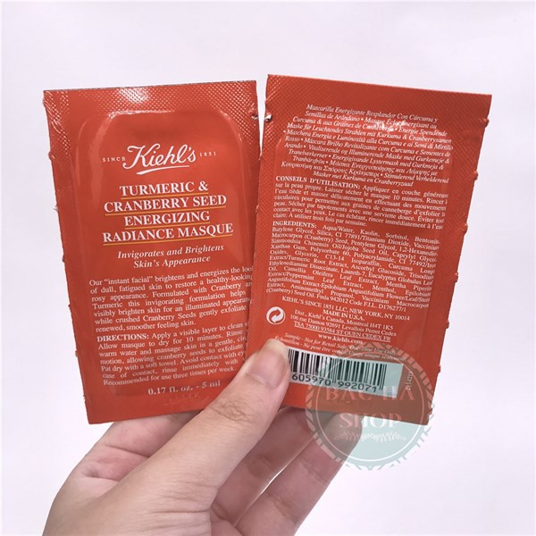 Kiehl's / Kiehls Set Sample Mặt Nạ Đất Sét Nghệ Turmeric&amp;Canberry Seed Energizing Radiant 25ml (5 gói x 5ml)