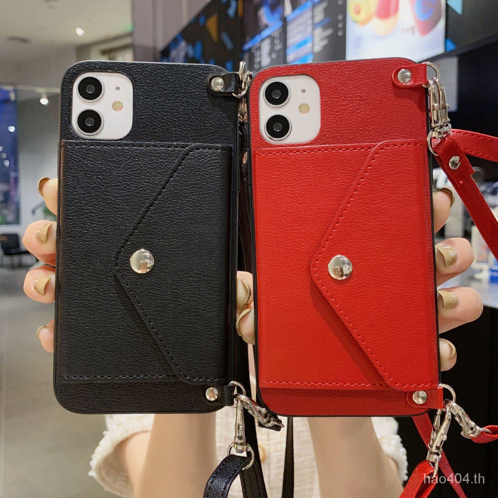 Ốp Điện Thoại Dạng Ví Đeo Chéo Có Ngăn Đựng Thẻ Cho Apple iPhone 12 14 13 11 pro MAX XR XS MAX 7 / 8 PLUS i13