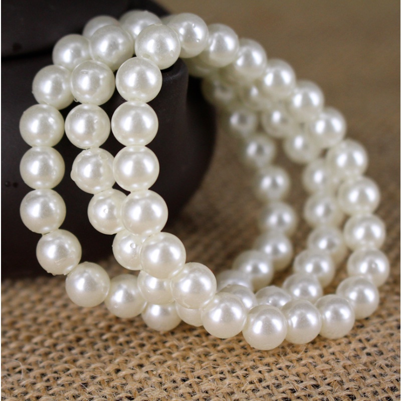 Vòng Tay Hạt Ngọc Trai Giả Bằng Nhựa Resin Co Giãn 8mm Làm Quà Tặng