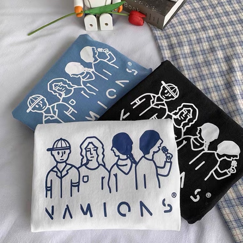 Áo thun tay lỡ nam nữ, áo phông shop cossi form rộng chất cotton in hình 4 người