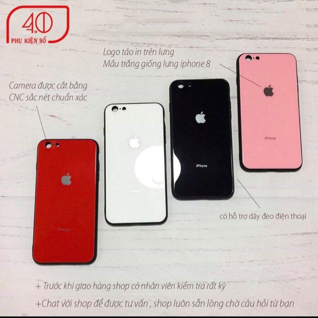 Ốp lưng mặt kính cường lực cho iphone6/6s