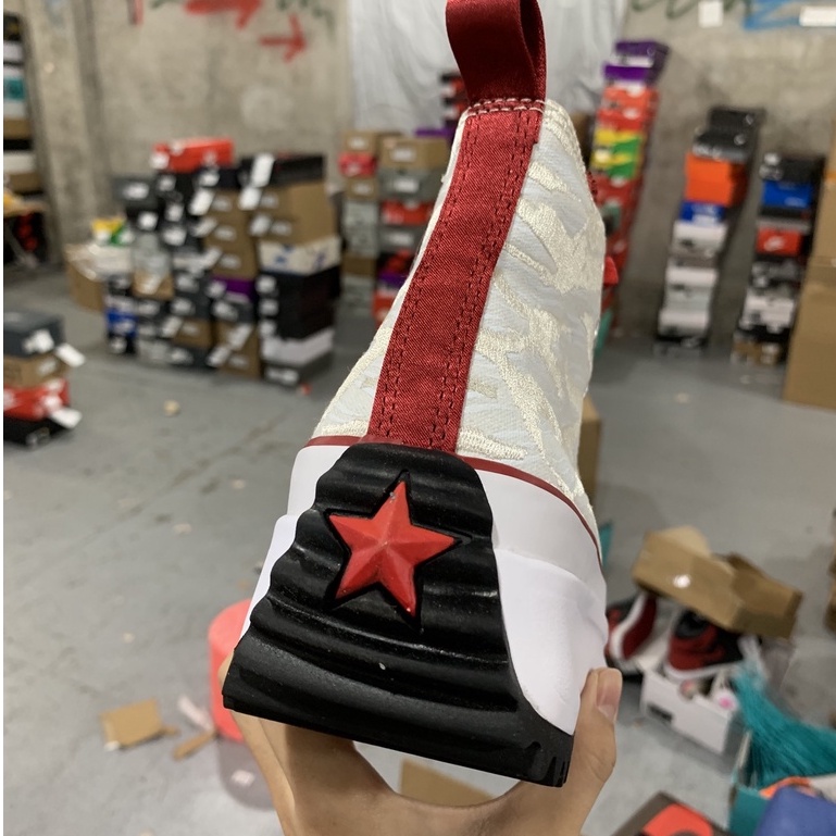 Giày Converse Run Star Hike White Red  " Water Ripple "