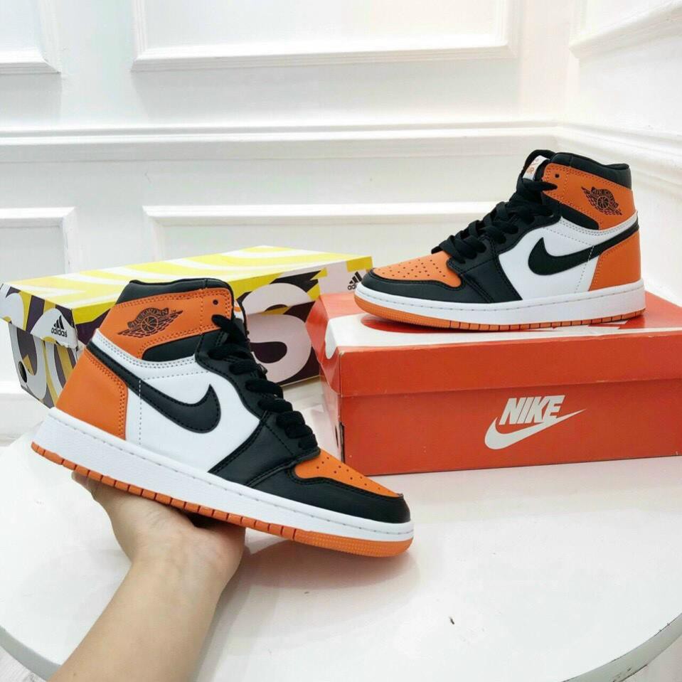 Giày Jodan Trắng Cam Màu Mới Cực Chất .Giày 𝐉𝐨𝐫𝐝𝐚𝐧 1 đen cam cao Thấp full bill + box | BigBuy360 - bigbuy360.vn