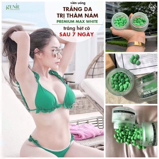 Viên trắng da Max white Genie Xanh Đỏ.