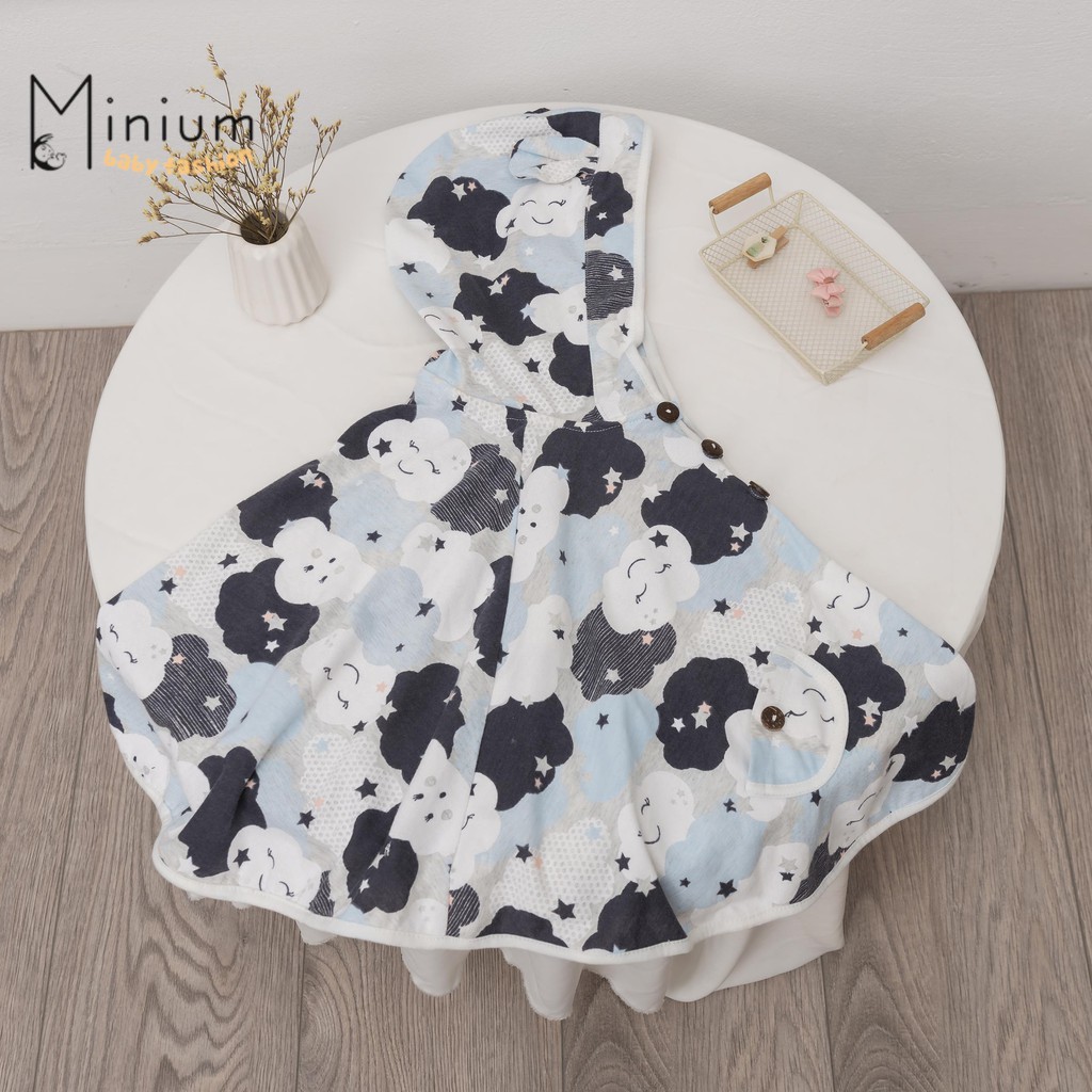 Áo Choàng Chống Nắng Cho Bé Trai, Bé Gái, Áo Cánh Dơi Ponchoni, Cotton, Minu Baby, thoáng mát (Size 0-6 tuổi)