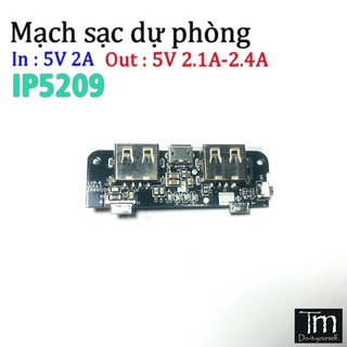 Mạch sạc dự phòng 2.1a đen ip5209 siêu rẻ