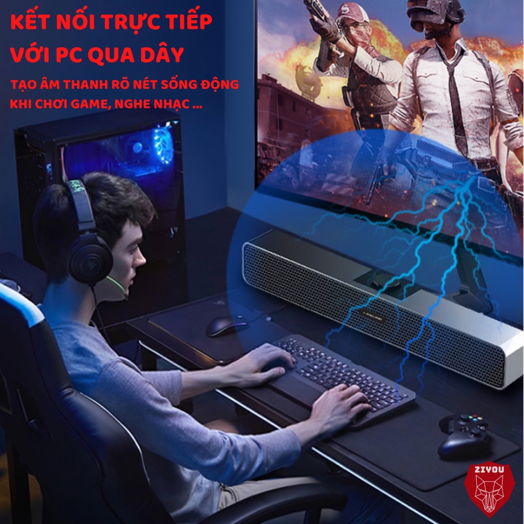 Loa Bluetooth Để Bàn ZIYOU 350BS SUPER BASS Âm Thanh Vòm 4D Nghe Nhạc,Chơi Game Dùng Cho Máy Tính PC , Điện Thoại