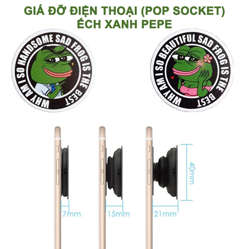 Giá đỡ điện thoại popsocket ếch xanh Pepe siêu bựa dành cho vozer