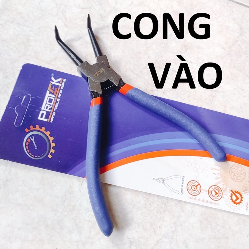 Kìm mở phanh mũi cong 7inch- 175mm protek