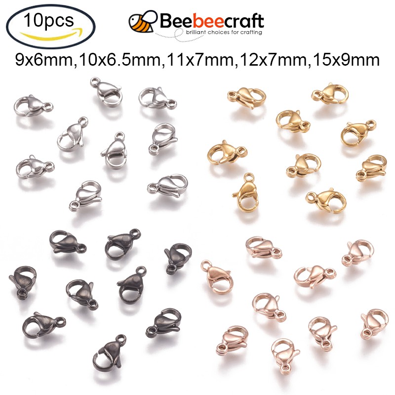 Set 10 Móc Khóa Tôm Hùm Bằng Inox 304 9x6x3mm