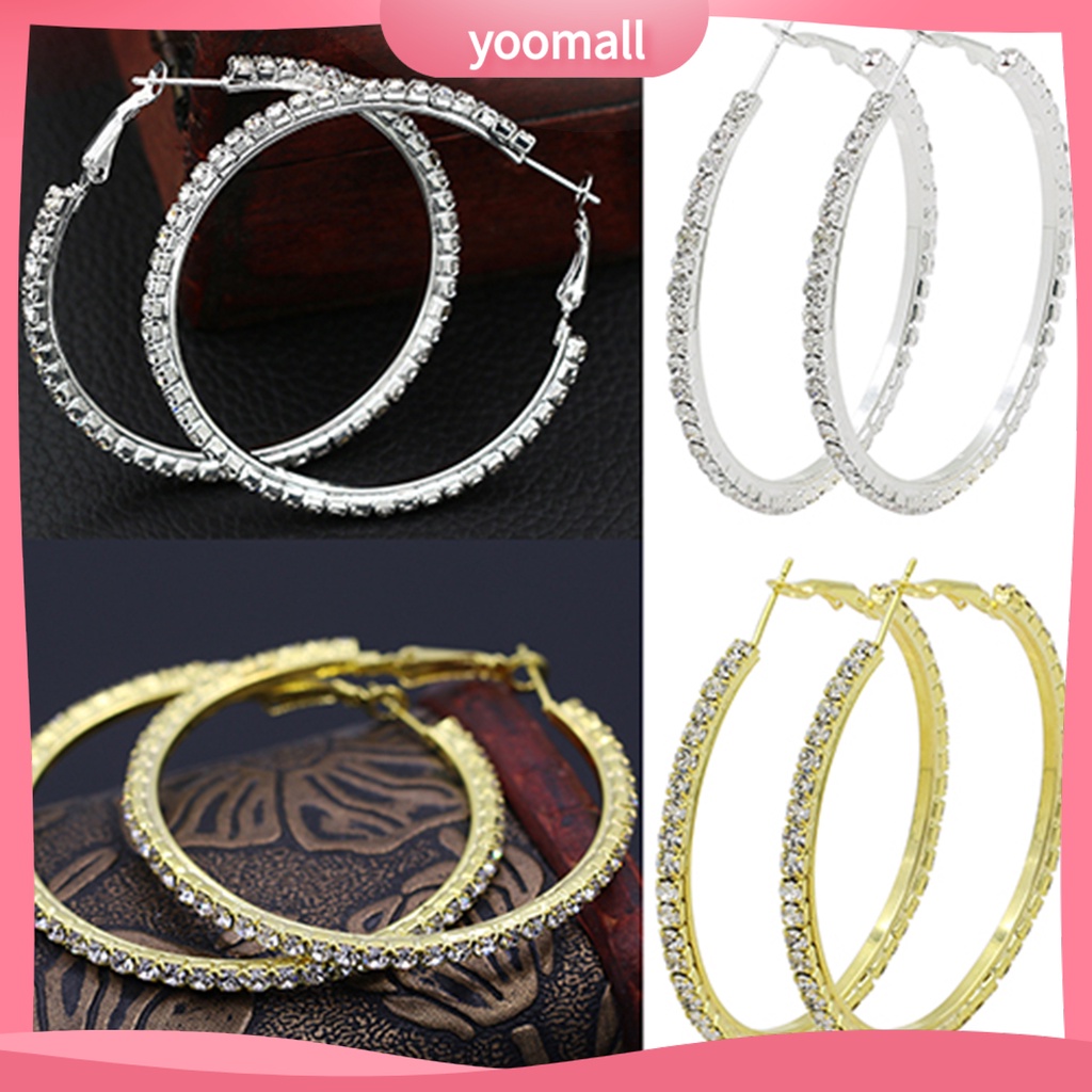 Đôi bông tai tròn đính đá sang trọng thời trang dành cho nữ