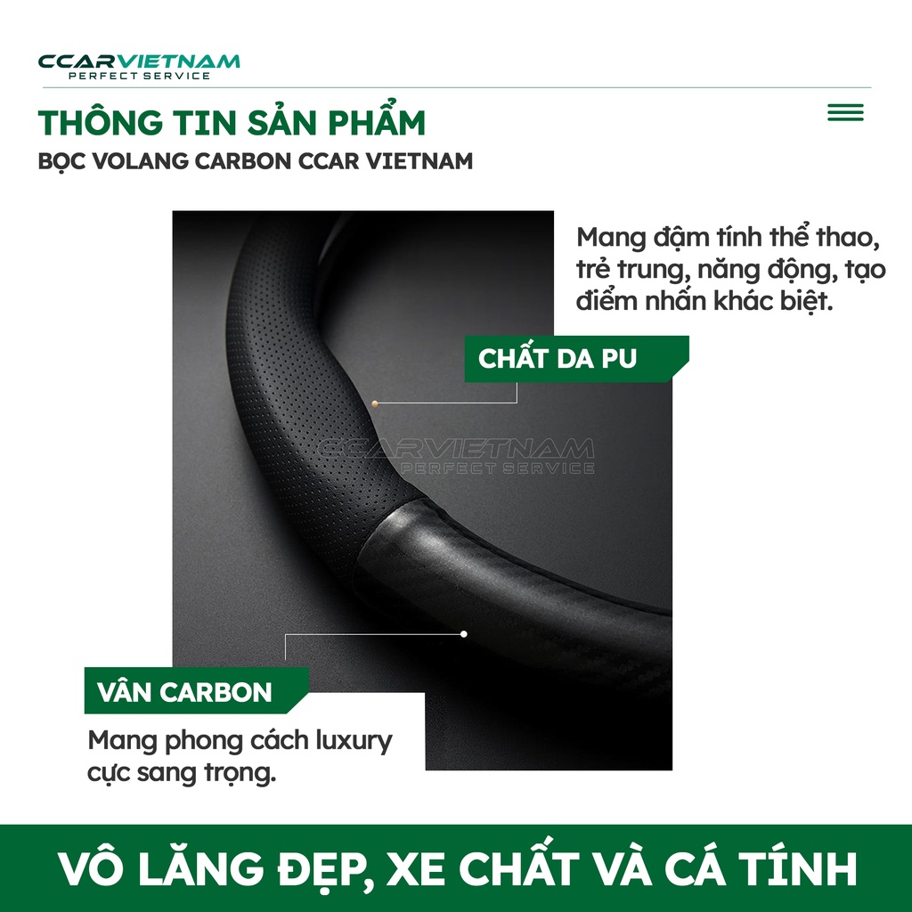 [TẶNG 1 viên rửa kính ô tô] Bọc vô lăng vân carbon ô tô cao cấp