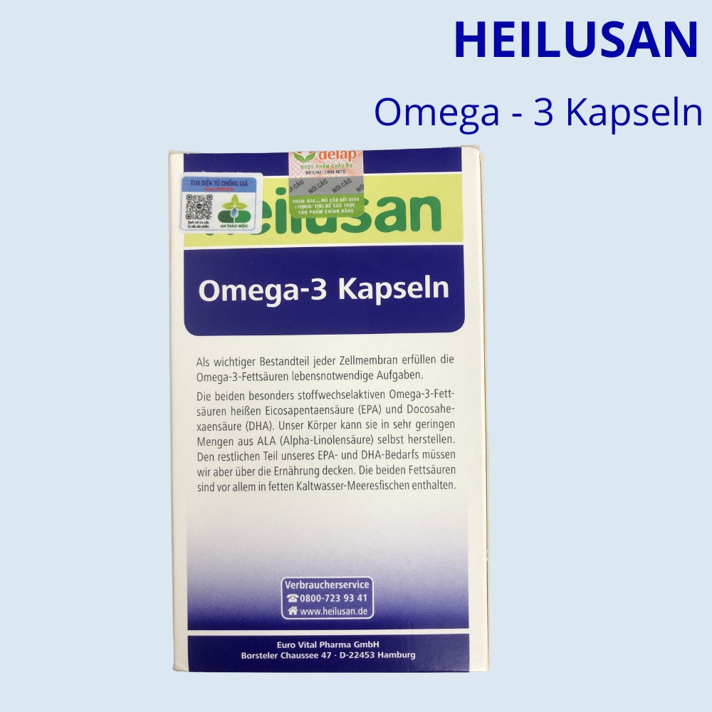 Heilusan Omega 3 Kapseln.Bổ sung omega hỗ trợ quá trình phát triển não bộ tim mạch mắt da