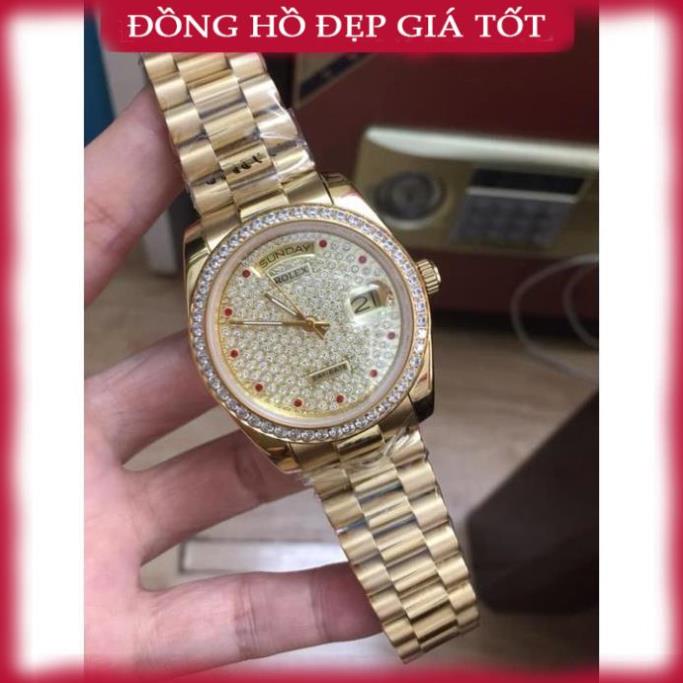 Đồng hồ Nam Ro-lex máy nhật dòng cơ Automatic day date vành đá mặt đá WACH
