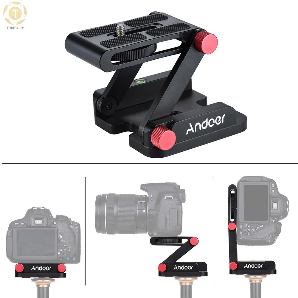 Shipped within 12 hours】 Andoer New Z-shaped Aluminum Alloy Foldable Camera Camcorder Desktop Holder Quick Release Plate Tilt Head for Nikon Canon Sony Pentax DSLR Camera Video Track Slider Tripod Film Making Macrophotography Tilt Head [TO]