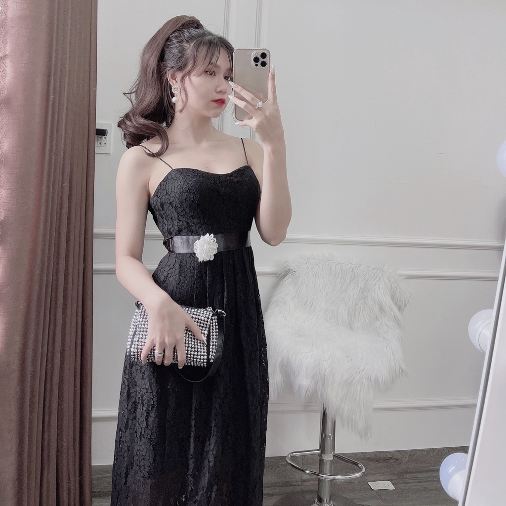 Đầm đen dự tiệc - đầm đen 2 dây - đầm body đen - váy đen dáng dài, KC House