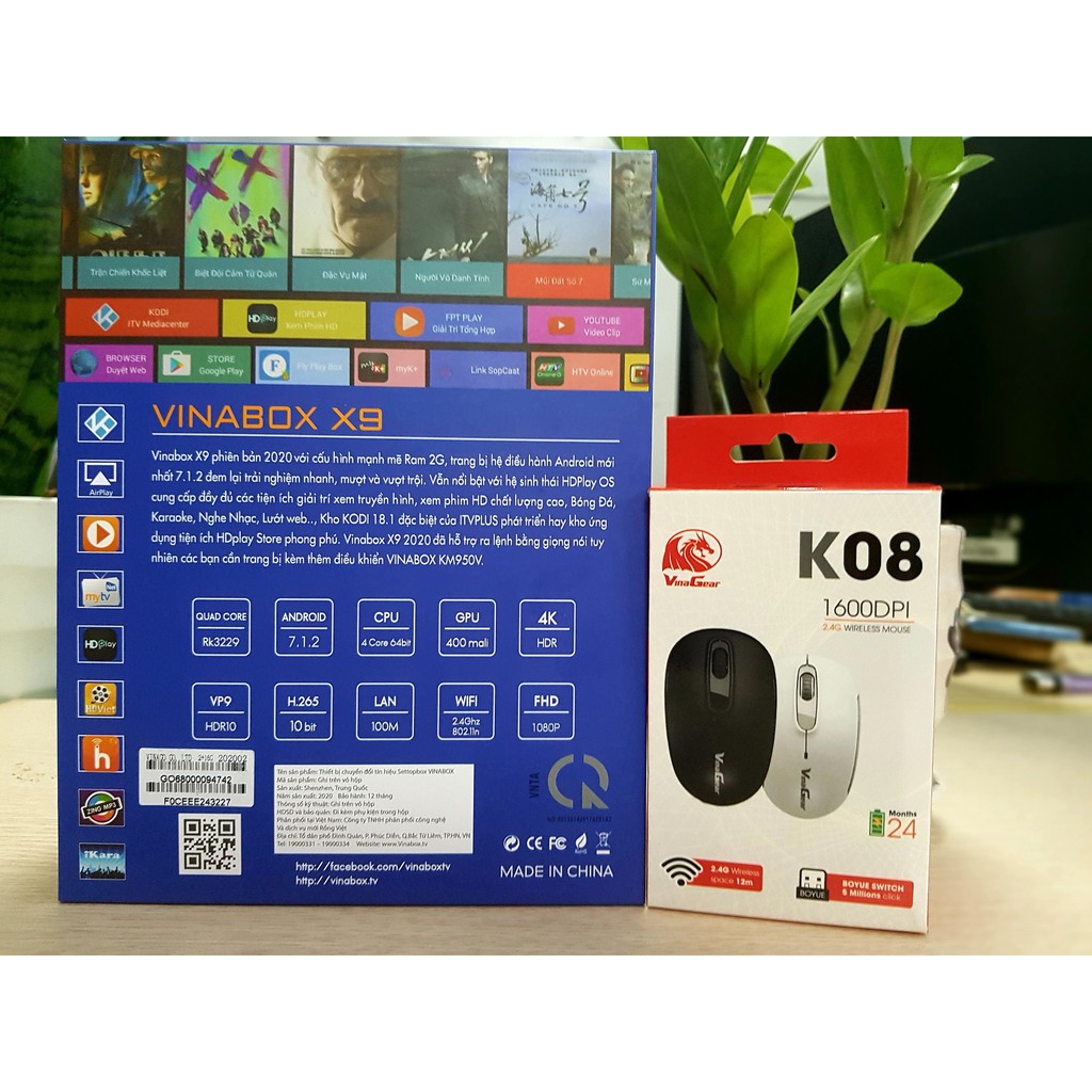 Android VINABOX X9-bản mới 2020 Android 7.1.2 HỖ TRỢ tìm kiếm giọng nói Ram 2G, ROM 8G- SẢN PHẨM CHÍNH HÃNG