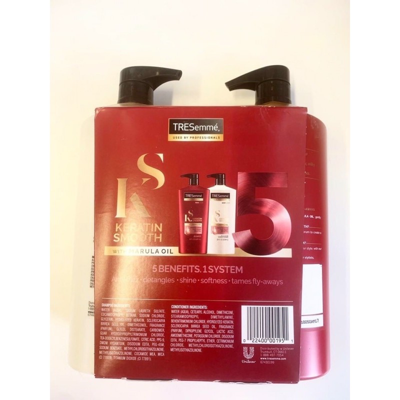 BỘ DẦU GỘI XẢ TRESEMME KEARTIN SMOOTH MARULA OIL  — 828 ML — CỦA MỸ