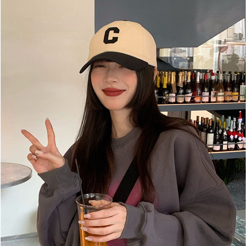 Mũ lưỡi trai cotton thêu chữ phong cách hip hop Hàn Quốc cho nữ