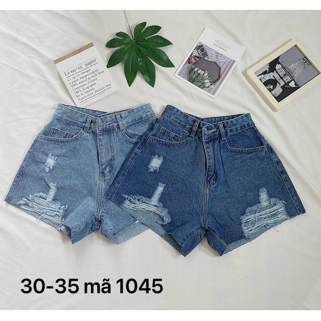 Quần đùi jean nữ rách big size vải VNXK QJ1045