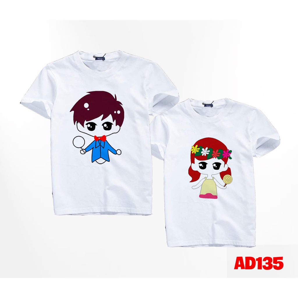 Set Đồ Đôi Nam Nữ In Cặp Tình Nhân Cầm Kẹo  - KTQN TSHIRT AND UNIFORM