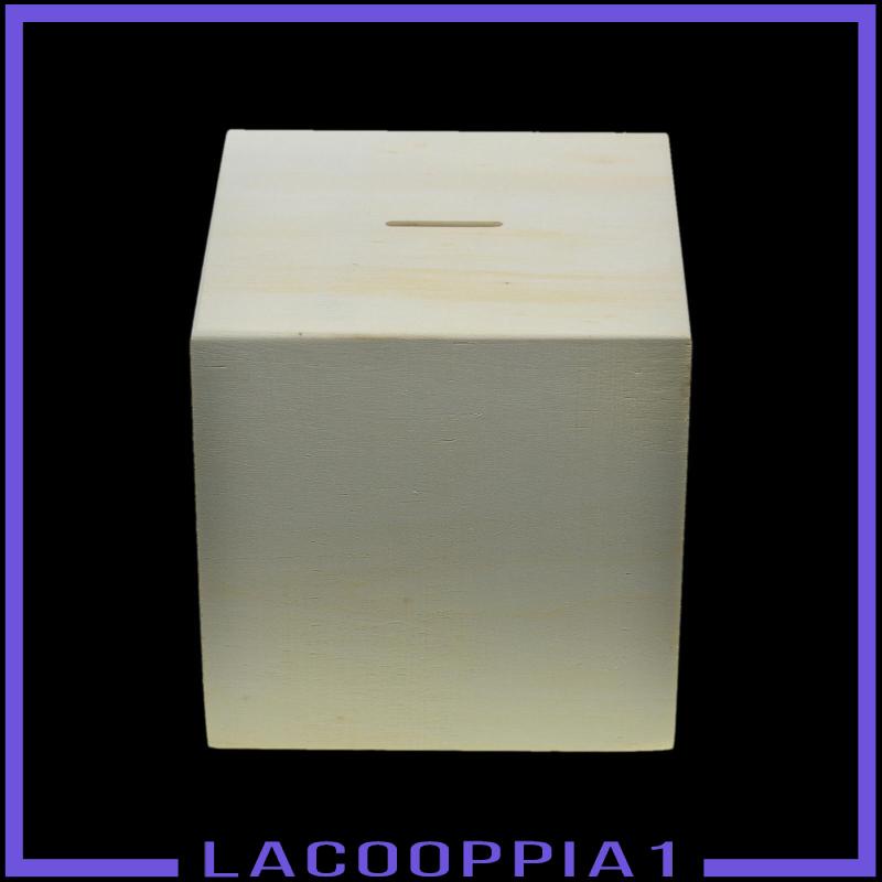 [Lacooppia1] Hộp Đựng Tiền Tiết Kiệm Hình Dạng Cuboid Bằng Gỗ DIY Cho Trẻ Em