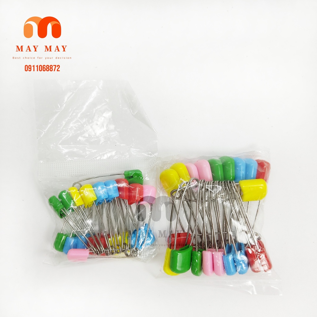 Set 20 ghim băng - Kim băng đầu nhựa bằng thép không gỉ đủ màu 2 size