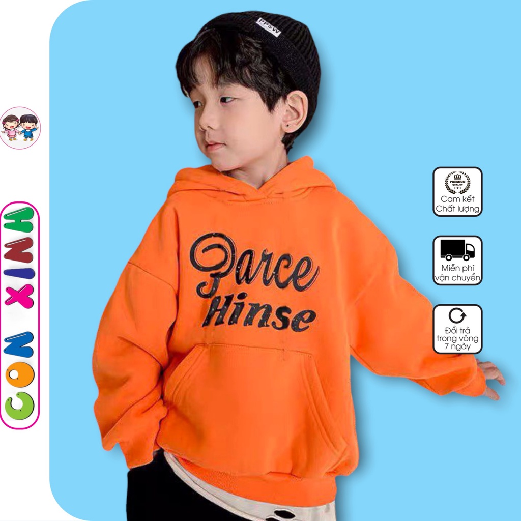 Áo khoác nỉ hoodie bé trai Con Xinh in chữ PARCE HINSE