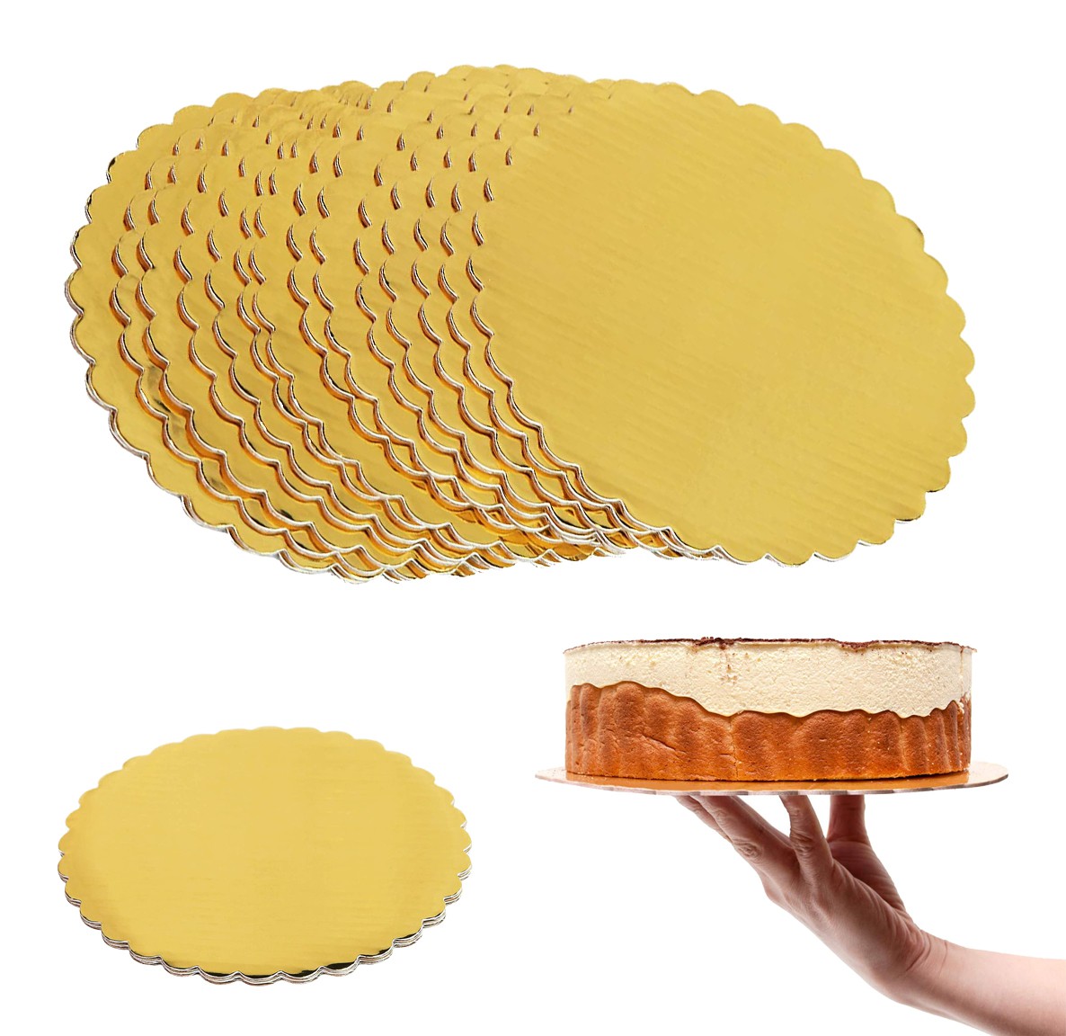 EPOCH 10Pcs Cake Board Decorative Baking Tray Cakeboard Base Disposable Coated Circle Cupcake Round Dessert Cake Plate